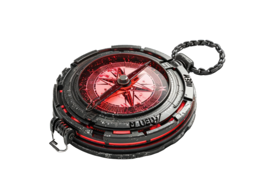 circular compass with a red and black color scheme