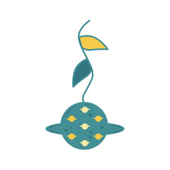 magical flower of Saturn. Hand drawing boho and witchcraft style element. Vector illustration 