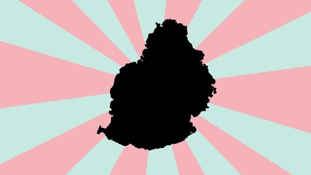 Mauritius country map icon animation with a rotating background