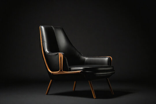 single black chair in the black background