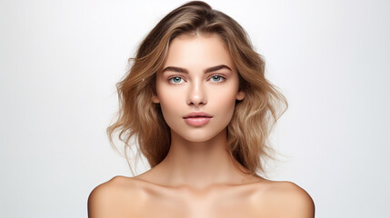 Naklejka premium Beauty portrait of woman model on white background