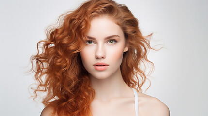 Naklejka premium Beauty portrait of woman model on white background