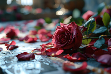 red rose petals