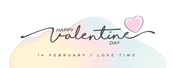 Happy Valentines Day typography with handwritten calligraphy text, isolated on white background. Vector Illustration