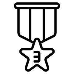 Medallion badge bronze award icon or logo illustration outline black style