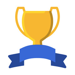 Trophy gold icon or logo illustration flat color style