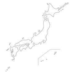 日本地図 フリーハンド（アウトライン）
