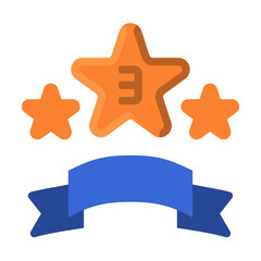 Medallion badge bronze award icon or logo illustration flat color style