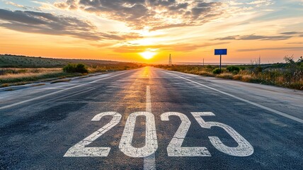 new year 2025 or start straight concept, word 