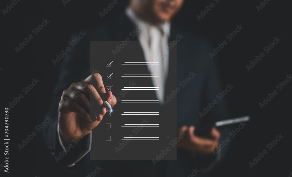 Poster document management system, dms. assessment form, questionnaire, checklist and clipboard task manage