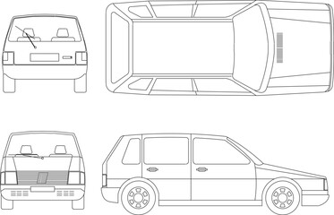 Vector sketch illustration design of unique classic vintage suv car transport vehicle