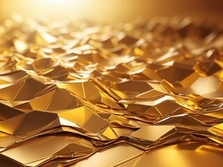 Luxury golden metallic polygon abstract background with copy space 