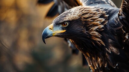Fototapeta premium a close up of a bird of prey with it's wings spread out and it's eyes wide open.