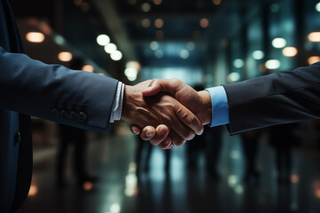Businessman doing handshake with a partner. Successful business Concept. Generative Ai.