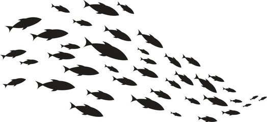 Fish wave. Decorative flock of fish. Logo design template. Vector illustration. © Stud