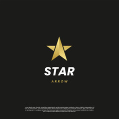 Star arrow with golden color logo design modern concept - obrazy, fototapety, plakaty