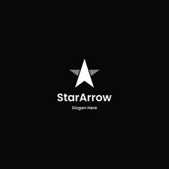 Star arrow on black background logo design modern concept