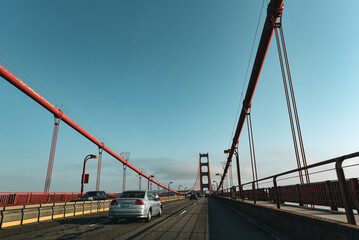 Fototapeta na wymiar Driving through the Golden Gate Bridge on a Summer Day - San Francisco, California