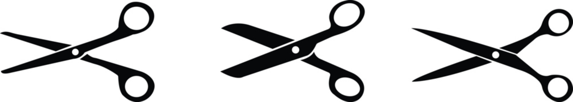 Set of scissor vector Flat Icon Design, cutting sign . black vector, Scissors collection for cutting flat icons, isolated on transparent background, used for mobile, app, logo design or UI.