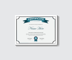 Vintage-style certificate or reward diploma with paper sheet vector illustration and design template.