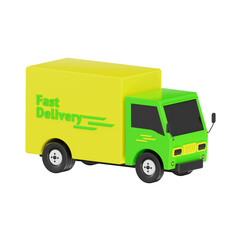 3d delivery truck, 3d render icon illustration, transparent background, technology ecommerce