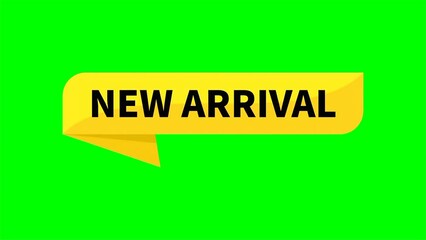 New Arrival Motion Video In Yellow Ribbon Rectangle Shape On Green Screen Background For Announcement Product Promotion Business Marketing Social Media Information
