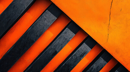  a close up of a black and orange wall with a sticker on the side of it that says, don't touch the wall.