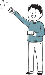 豆まきをする男の子単色