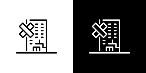 シンプルな経年劣化したビルのアイコン
