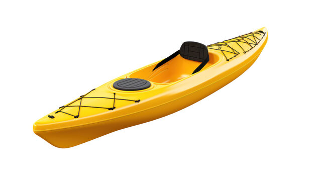 3D yellow kayak, isolated on transparent background, png file.