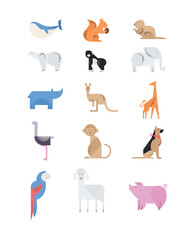 Simple Geometric Animal Illustration Design Set