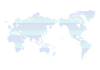青色ドット模様の世界地図（日本中心）のイラスト