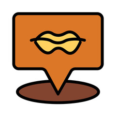 Smile Lips Pin Filled Outline Icon