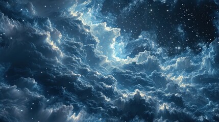Obraz premium the night sky is full of stars and clouds, and the sky is filled with stars and the sky is filled with clouds and stars.
