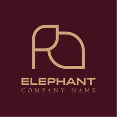 Simple elephant logo. Isolated on a red background. protected animal, suitable for logos or symbols and others