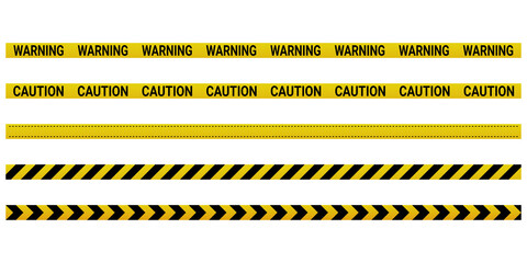 Warning, caution, attention ribbon tape set transparent background.
