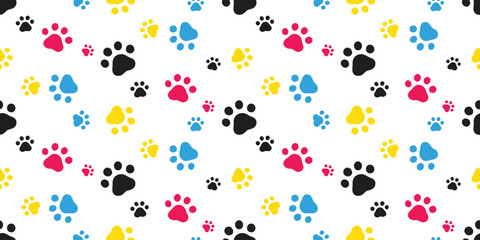 dog paw seamless pattern cat footprint vector rgb colorful pet french bulldog puppy kitten bear cartoon doodle gift wrapping paper tile background repeat wallpaper scarf isolated illustration design