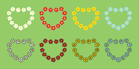 daisy flower heart valentine icon logo cartoon character plant vector leaves garden forest doodle illustration design isolated