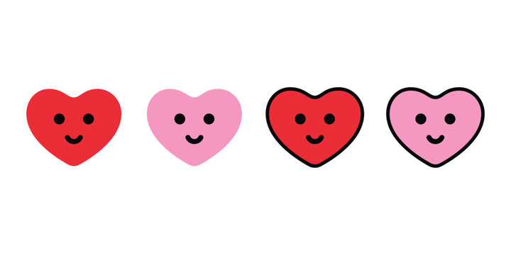 heart vector valentine icon smiling logo symbol cartoon character doodle illustration symbol clip art red pink isolated