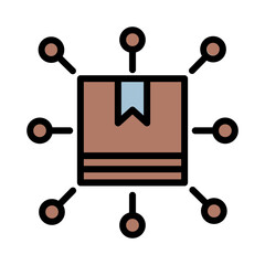 Box Connect Content Filled Outline Icon