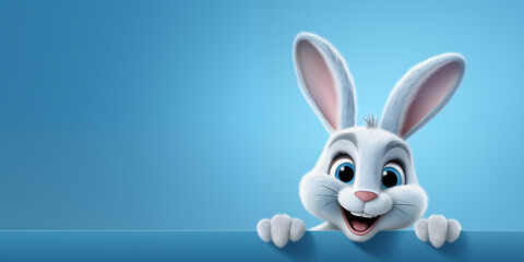 Easter Bunny with place for text over blue background