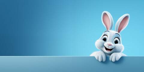 Fototapeta na wymiar Easter Bunny with place for text over blue background