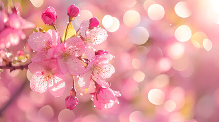 Fototapeta premium floral background, cherry blossoms, springtime, bokeh
