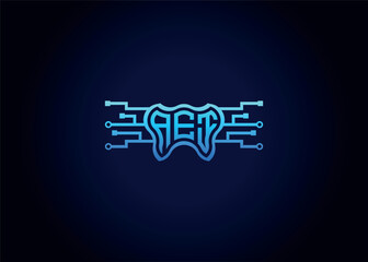 Letter AEI Modern Technology Vector Monogram Dental care shape Logo.
