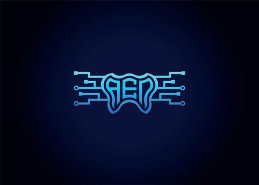 Letter AEN Modern Technology Vector Monogram Dental care shape Logo
