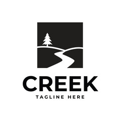 pine creek logo valley vector simple modern river design template