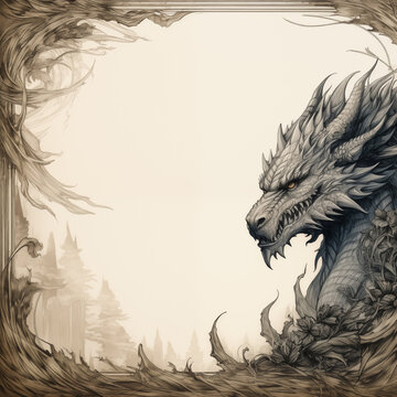 dragon head frame border design with some blank space