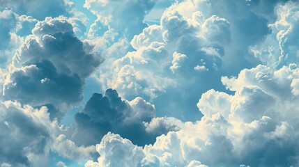  a group of clouds in the sky with a plane flying in the middle of the picture and a plane in the middle of the picture. - obrazy, fototapety, plakaty