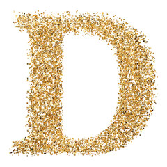 Gold glittering letter D font