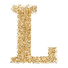 Gold glittering letter L font